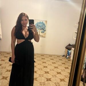 Elegant Black Cutout Maxi Dress